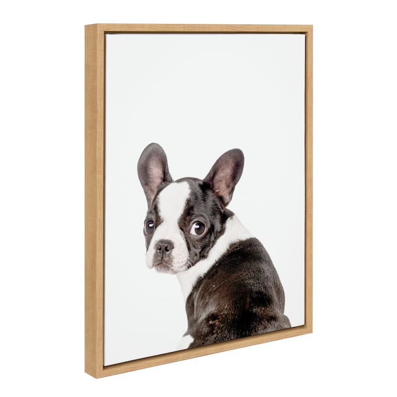 Kate and Laurel Sylvie Animal Studio French Bulldog Framed Canvas by Amy Peterson Art Studio - 18x24 - Brown
