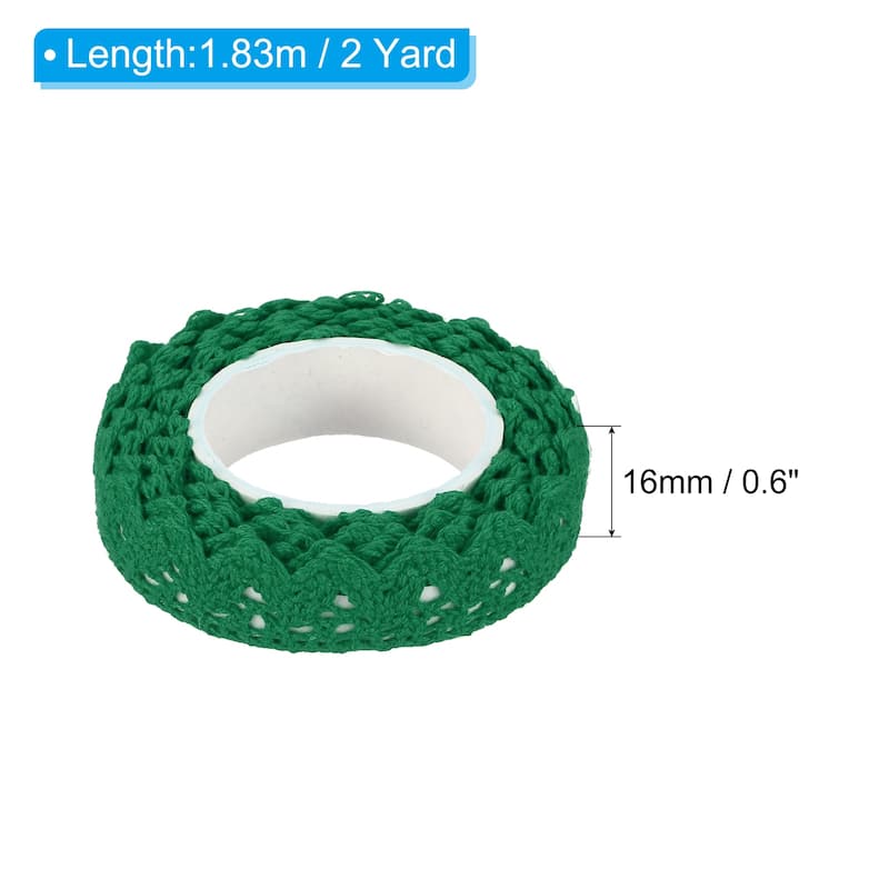 3pcs 0.6" Wide 2 Yards Self-Adhesive Lace Tape Ribbon Stickers - Dark Green