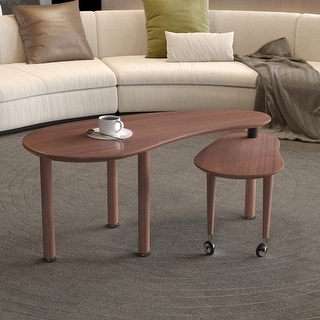 Rotatable cocktail table with solid rubber wood legs,360 degree ...