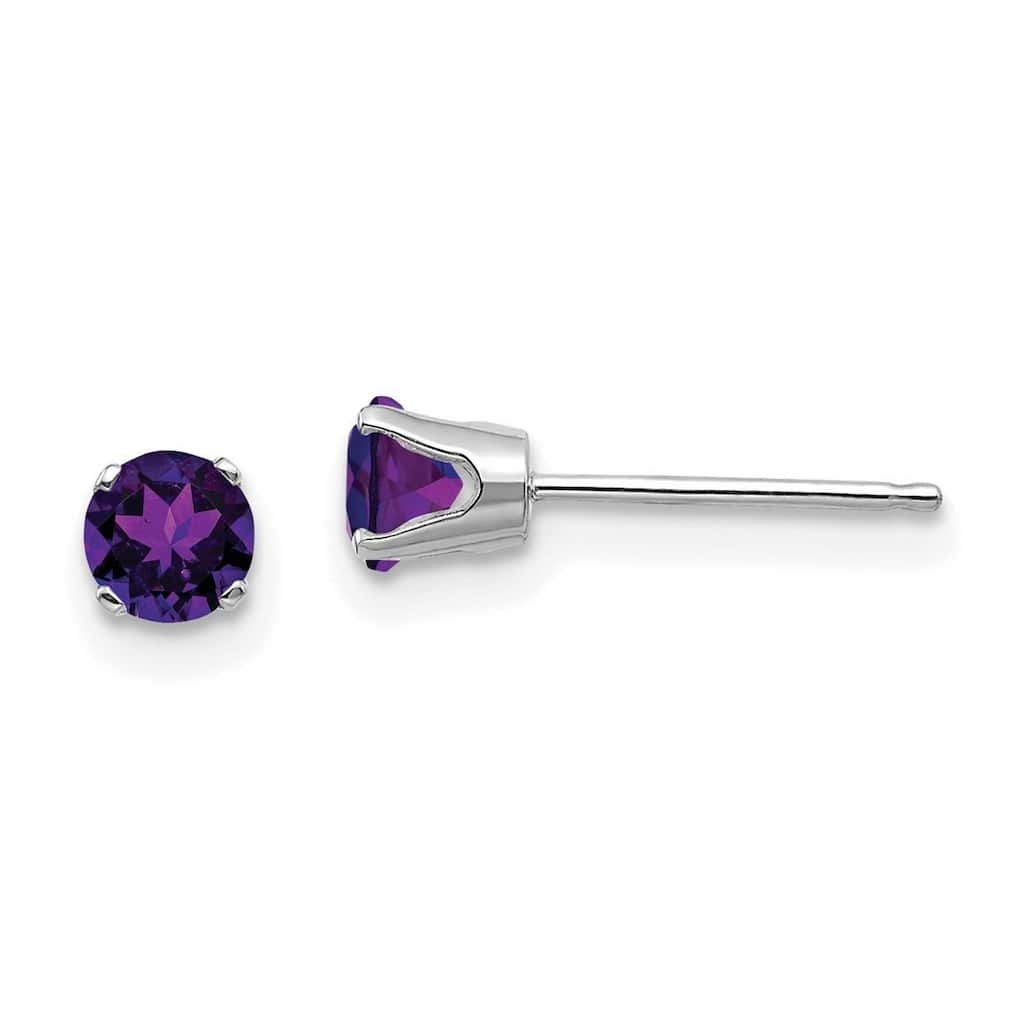 Curata 14k White Gold 4mm Round Gemstone Birthstone Post Stud Earrings