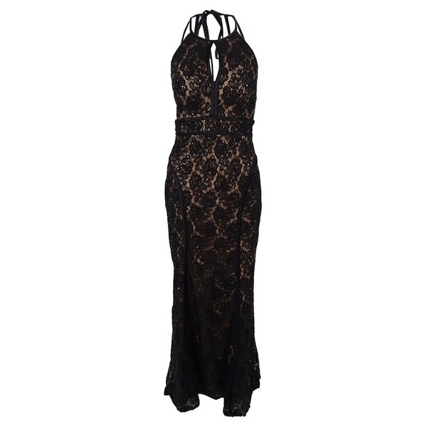 padded sequin lace gown