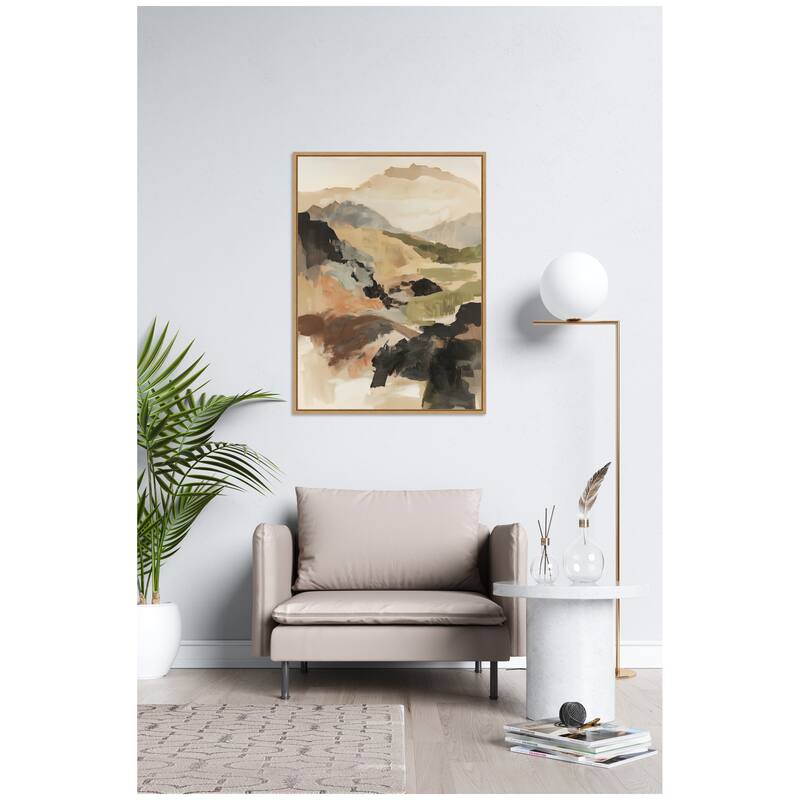 Kate and Laurel Sylvie Tonal Mountains II Framed Canvas by Amy Lighthall