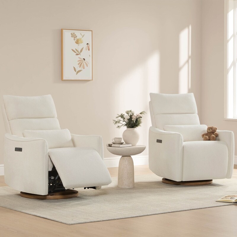 Power Swivel Recliner Chair Dual-Motor Nursery Glider with Lumber - Main Image