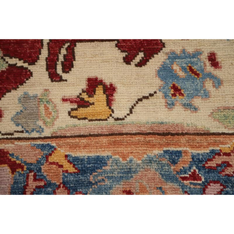 Hand Knotted Oriental 100% Wool Carpet Transitional Floral Red Oushak Area Rug - 9' 11'' X 8' 5''