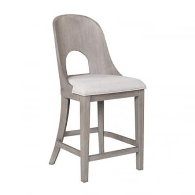 Zoko Counter Height Chair Set of 2, Curved Cut Out Back, White Wash