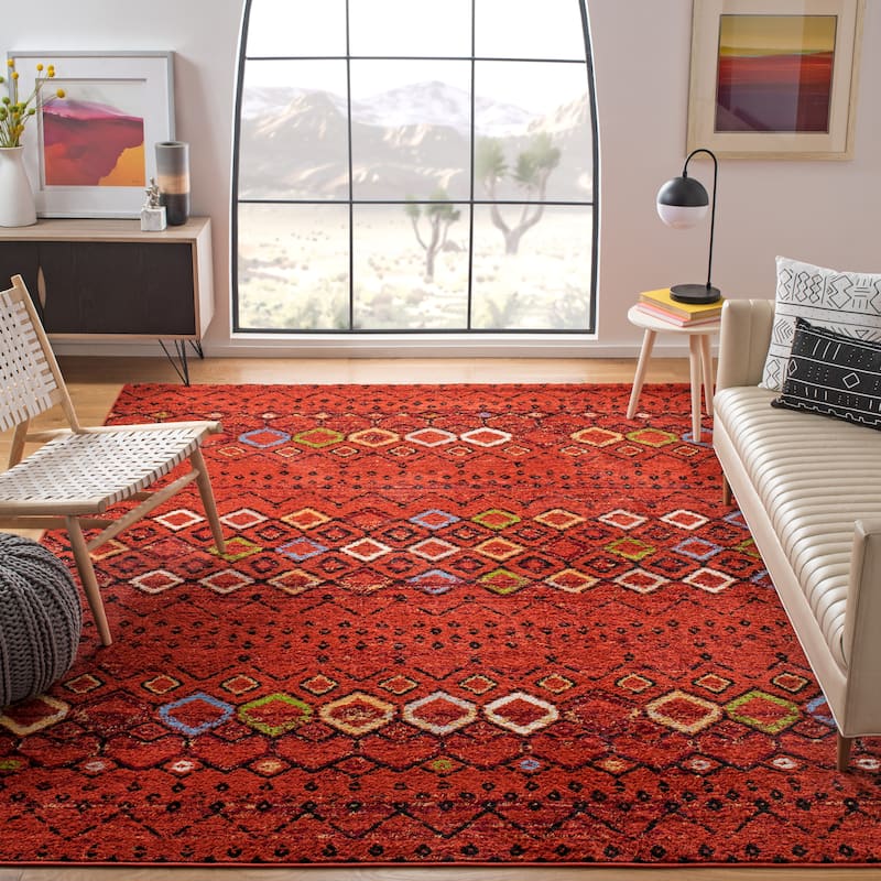 SAFAVIEH Amsterdam Bridget Moroccan Boho Rug - 6'7" x 9'2" - Terracotta/Multi - Rectangle