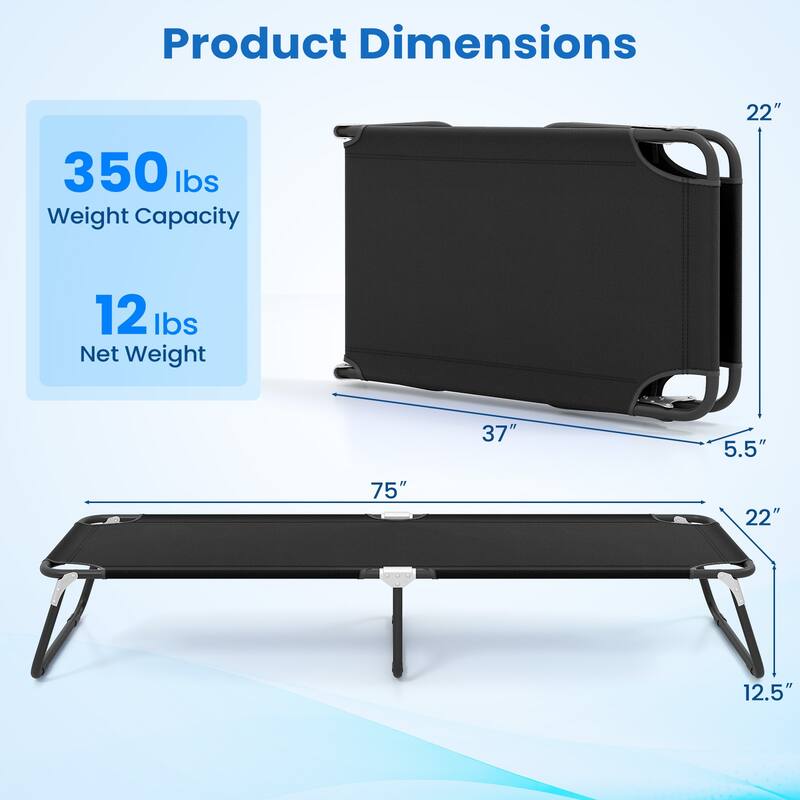 Gymax Folding Camping Bed Outdoor Portable Military Cot Sleeping