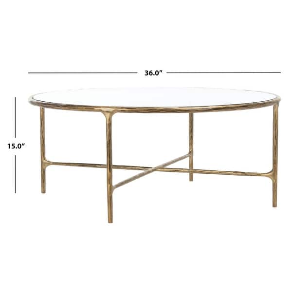 dimension image slide 4 of 5, SAFAVIEH Couture Jessa Round Metal Coffee Table - 36"W x 36"D x 15"H