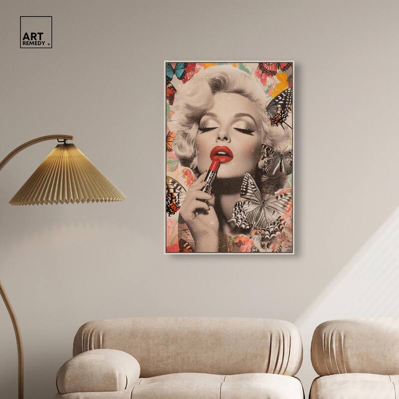 Iconic Lady Butterfly Collage Canvas by Art Remedy