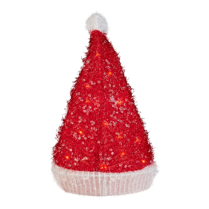 12.25" Lighted Santa Hat Christmas Tree Topper Clear Lights - 12.25