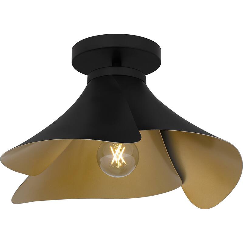 Matte Black One Light Semi Flush Mount from the Quoizel Semi-Flush Mount Collection