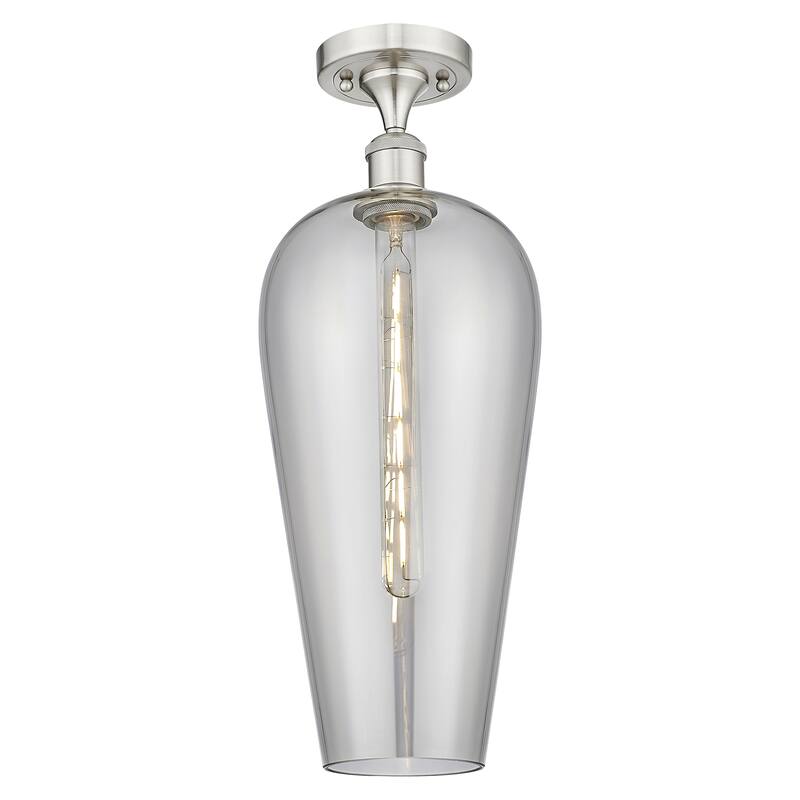 Innovations Lighting Endless Possibilities Ballston - Chelsea - 1 Light 8" Semi-Flush Mount - Brushed Satin Nickel/Light Smoke