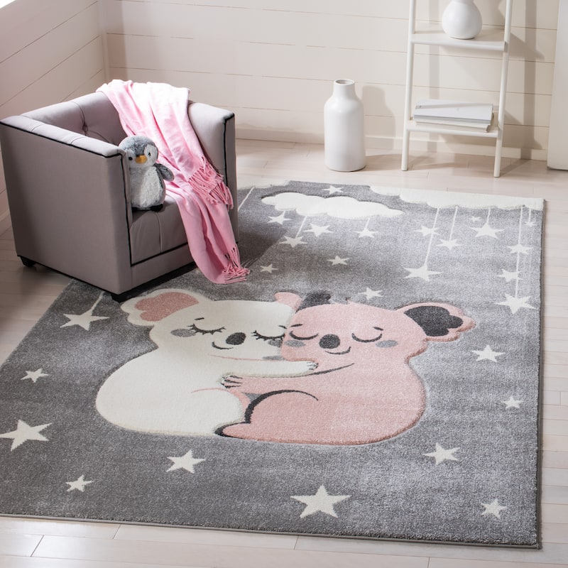 SAFAVIEH Carousel Kids Melda Koala Hug Rug - 5'3" Square - Grey/Ivory