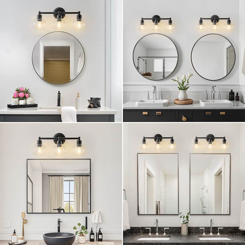 Starsky 3-Lights Modern Dimmable Bathroom Vanity Light with Globe Glass Shade