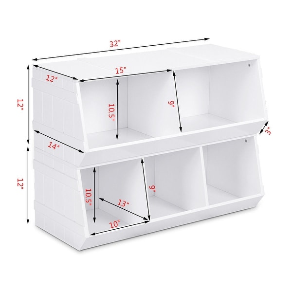 white toy box with shelves