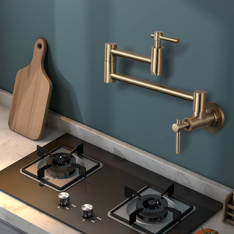 WOWOW Wall Mount Double Handle Pot Filler Faucet