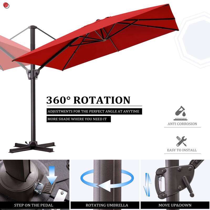 Pellebant 9 FT x 11 FT Outdoor Cantilever-Offset Umbrella with Premium Base Stand