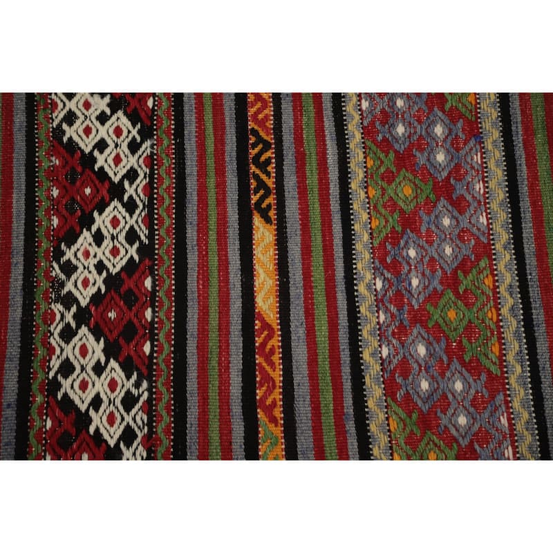 Hand Woven Oriental 100% Wool Carpet Southwestern Tribal Multi-Colored Kilim Area Rug - 7' 2'' X 5' 0''