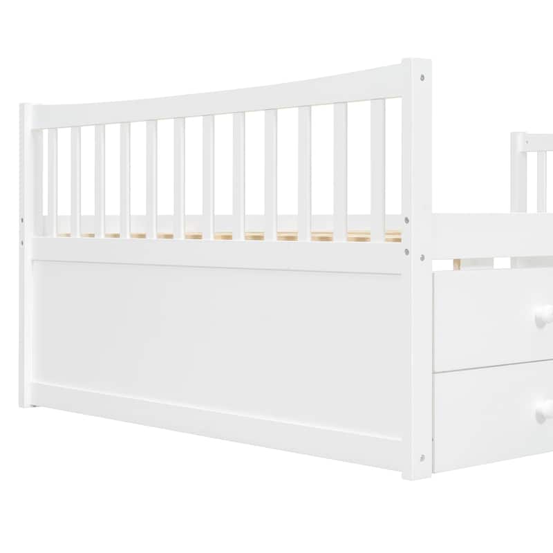 Full Size Daybed with Twin Trundle and Three Storage Drawers Sturdy Design