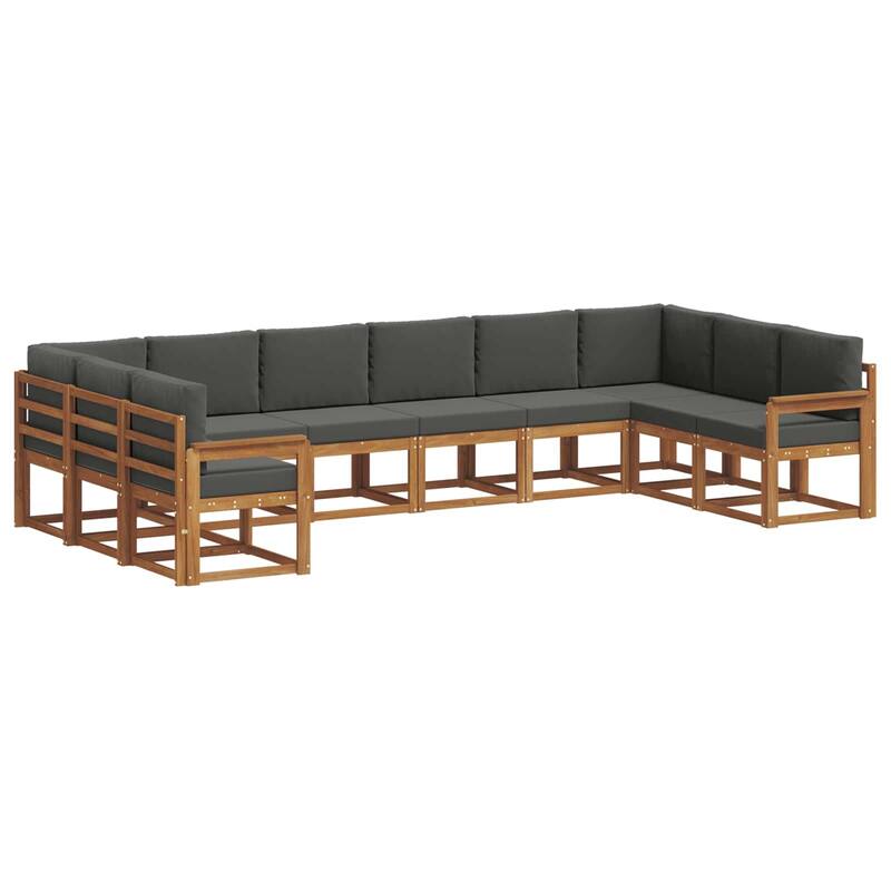 vidaXL Outdoor Sofa Set with Cushion 10 pcs Natural and Anthracite