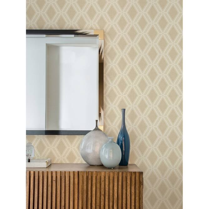 Advantage Mersenne Beige Geometric Wallpaper