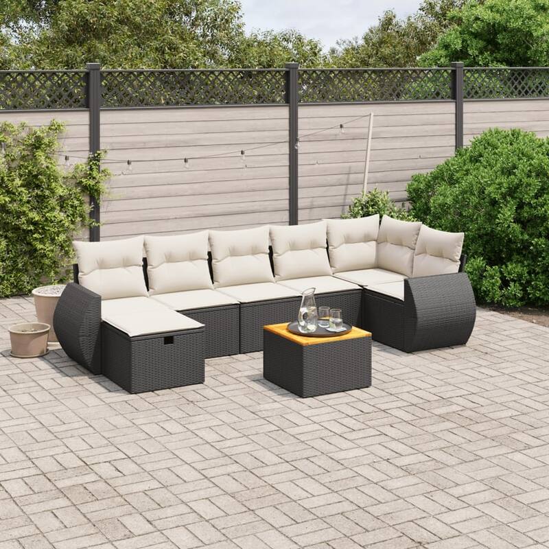 8-Piece Patio Sofa Set - Black and cream - form1 - 24.6 x 27.6 x 27.2 in