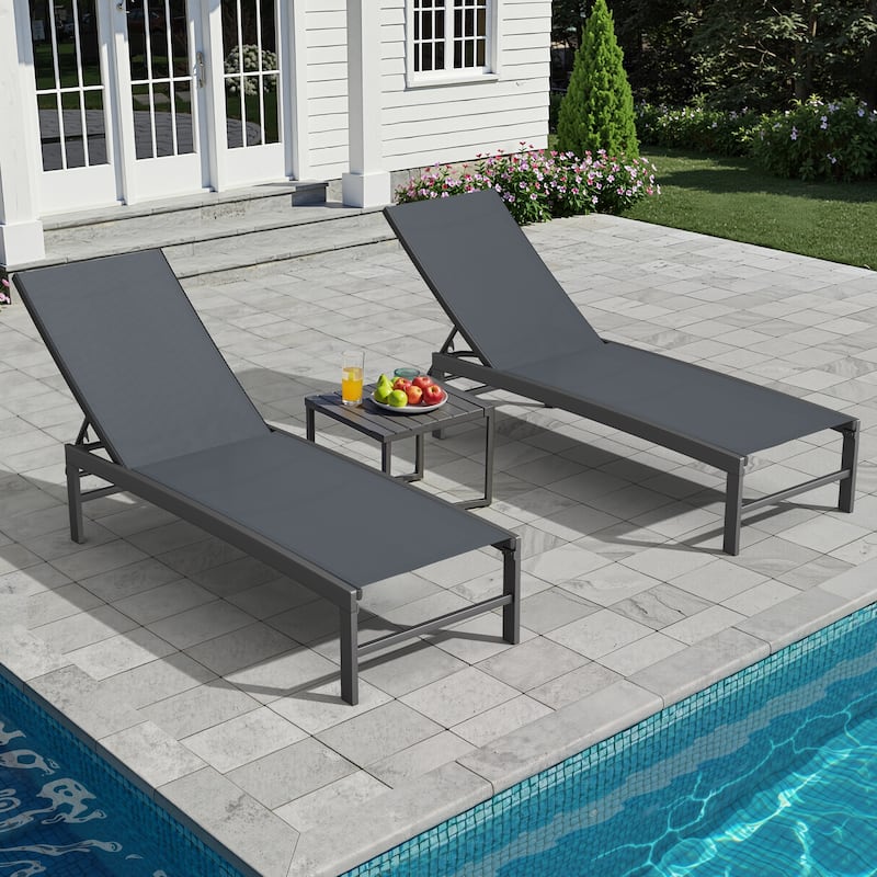 Outdoor Patio Adjustable Chaise Lounge Chairs
