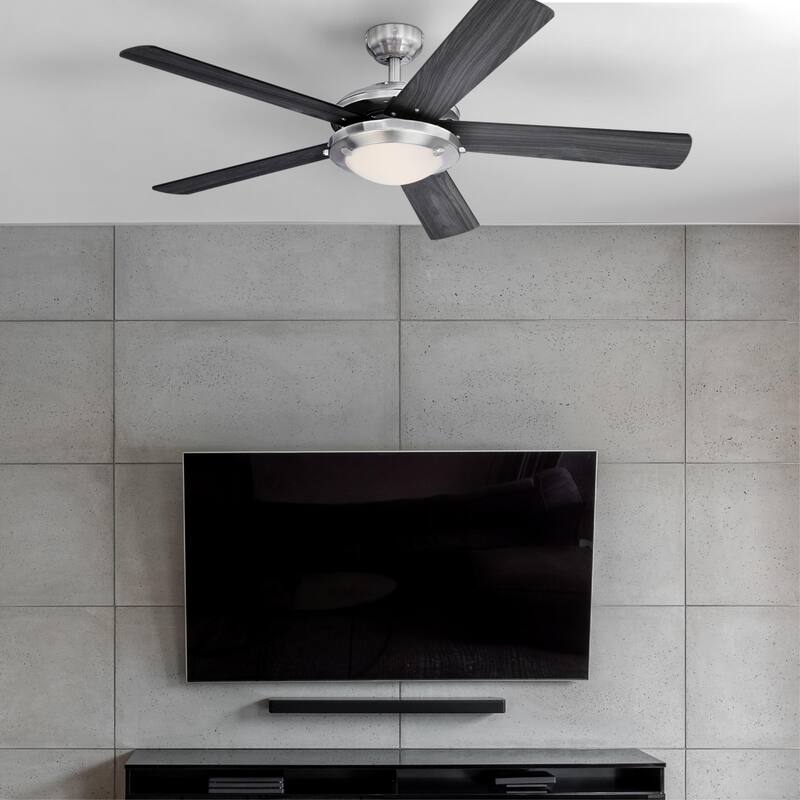 Westinghouse Lighting Comet 52-Inch 5-Blade Indoor Ceiling Fan with Dimmable LED Light Fixture and Frosted Glass