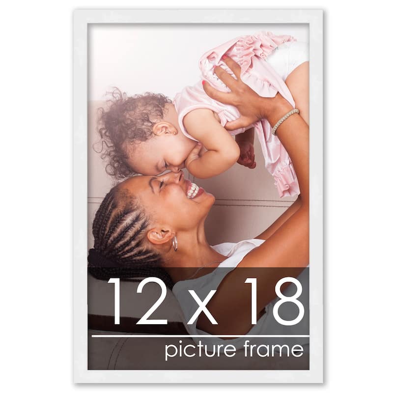 12x18 White Wood Picture Frame - UV Acrylic, Foam Board Backing, Hanging Hardware - Holds 12x18 Photo