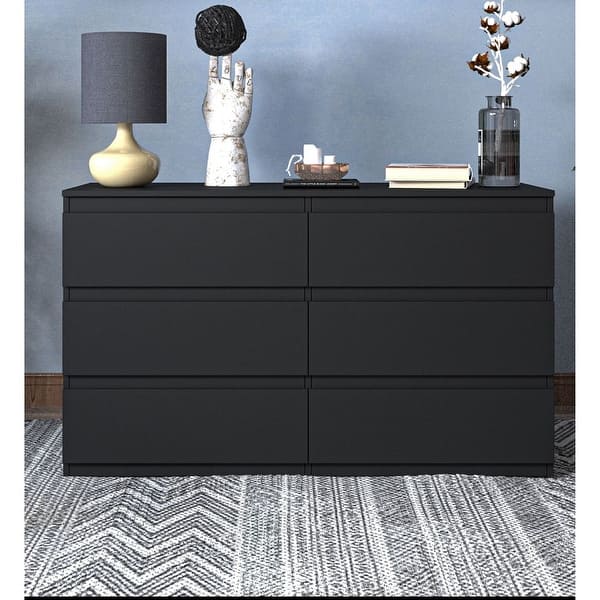 modern double dresser Modern Double Dresser with 6 Drawer for Bedroom - Bed Bath & Beyond