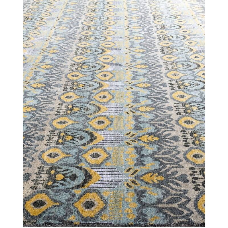 Ikat One-of-a-Kind Hand-Knotted Area Rug - Beige, 9' 1" x 12' 2" - 9' 1" x 12' 2"