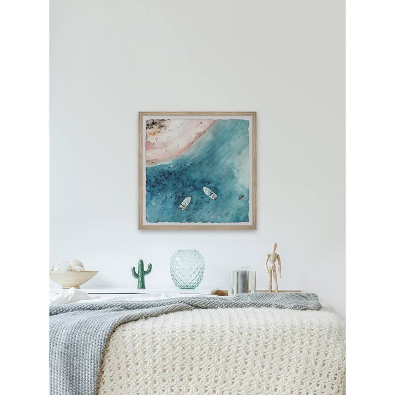 Ocean from the Top Framed Wall Art, Coastal Serenity - Tranquil Ocean-Inspired Wall Décor