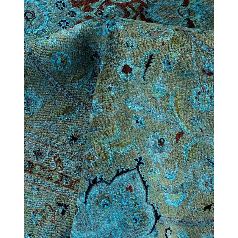 Overton Hand Knotted Wool Vintage Inspired Modern Contemporary Overdyed Beige Area Rug - 10' 1" x 14' 5"