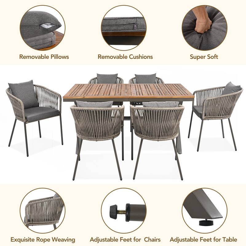 7 Pieces Patio Dining Set