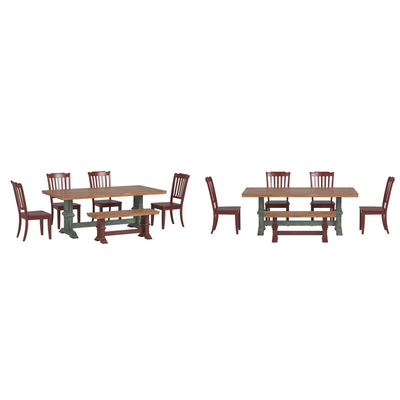 Ronda 78" Rectangular Solid Wood Top Dining Set with Spindle Back Chairs
