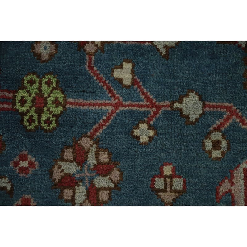 Hand Knotted Oriental 100% Wool Carpet Transitional All-Over Navy Blue & Blues Oushak Area Rug - 14' 8'' X 11' 10''