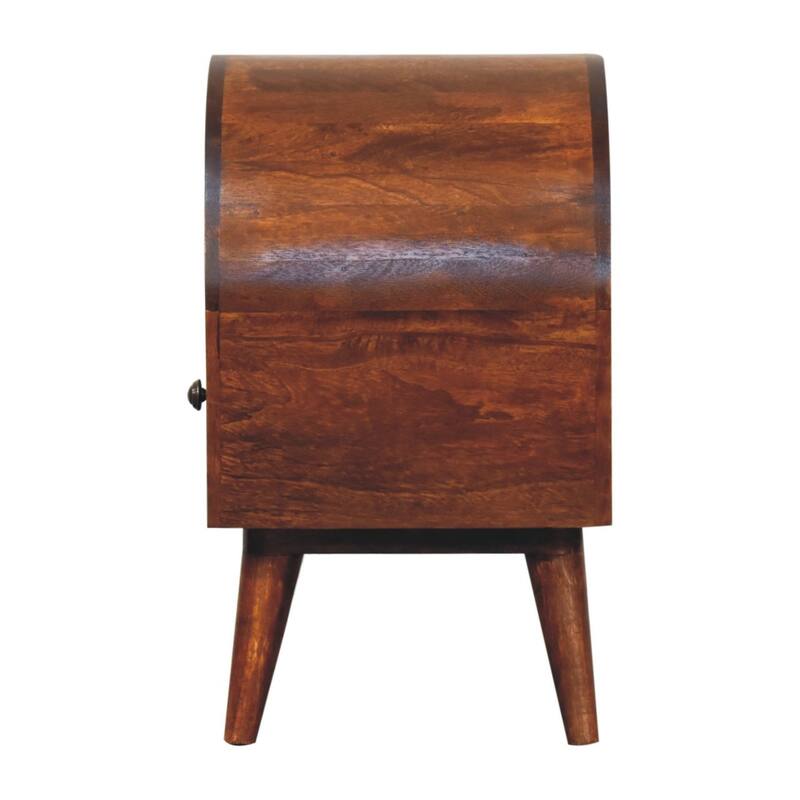 HomeRoots 24" Chestnut Solid Wood Oval Top One Drawer Nightstand