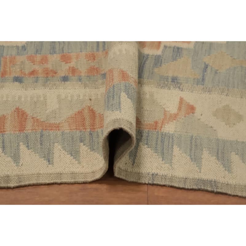 Hand Woven Oriental 100% Wool Carpet Southwestern Tribal Multi-Colored Kilim Runner Rug - 9' 7'' X 2' 9''