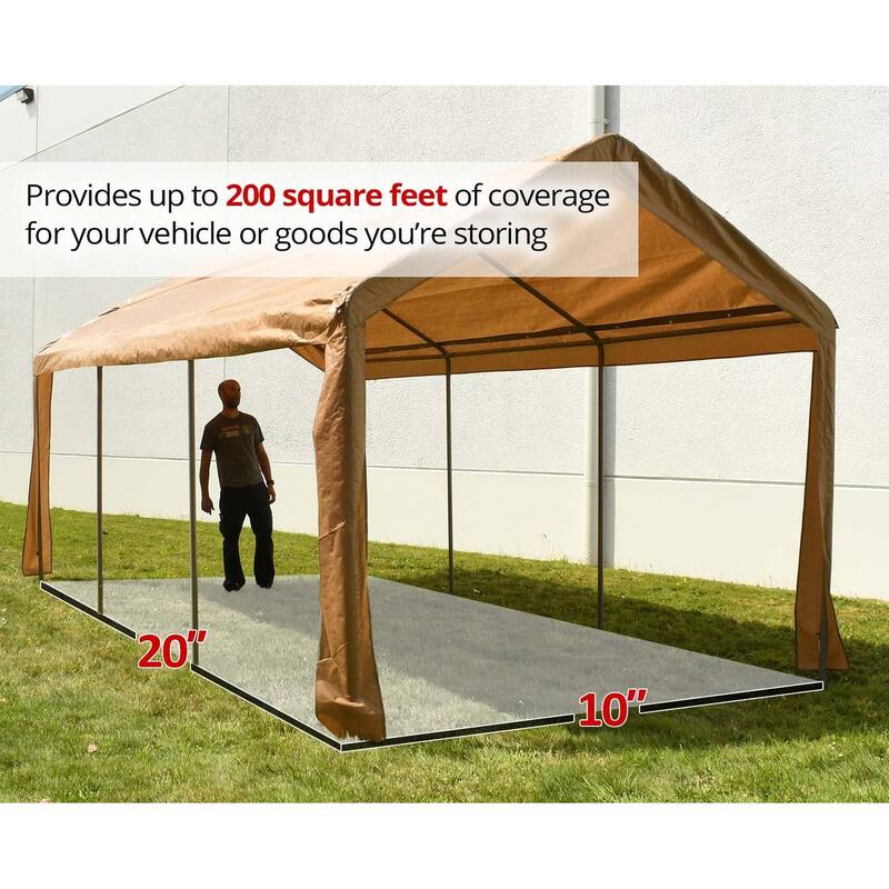 ALEKO 10 x 20 Heavy Duty Outdoor Carport Gazebo Canopy Tent with Sidewalls