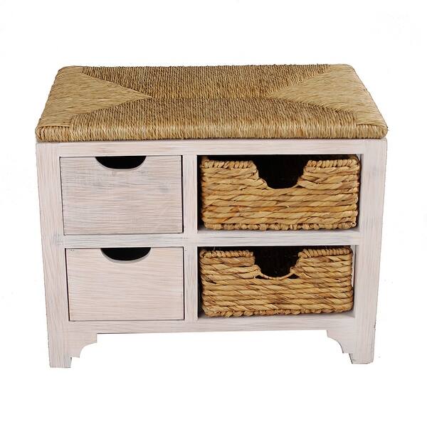 Shop Top Storage Bench W 2 Drawers And 2 Hyacinth Storage Baskets
