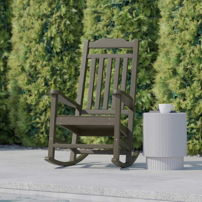 All-Weather Rocking Chair in Faux Wood - Patio and Backyard Furniture