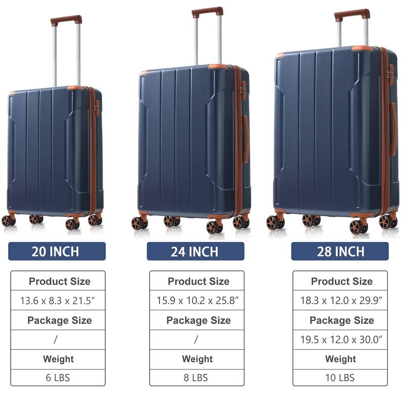 3 Piece ABS Expandable Hardshell Lightweight Suitcases with TSA Lock