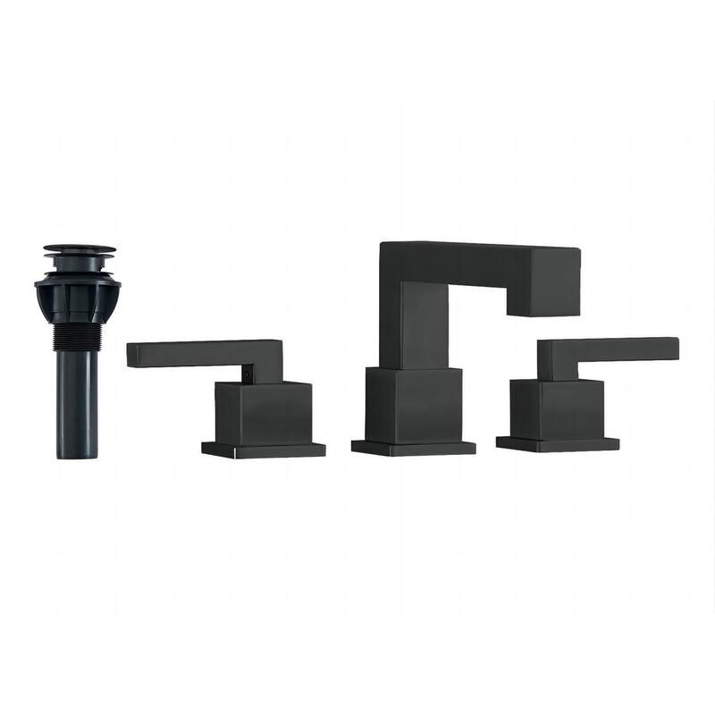 Modern 2 Handle Waterfall Bathroom Sink Faucet with Pop Up Drain Assembly and Lead Free Supply Hose, Rust Resistant