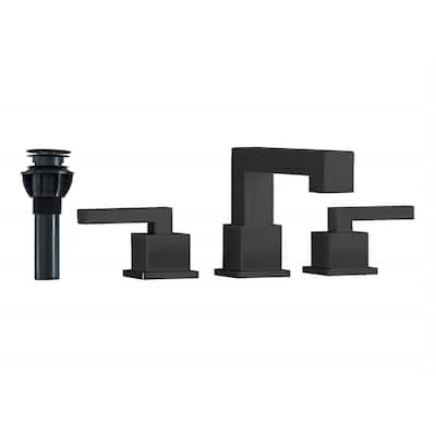 Widespread Bathroom Faucet, Waterfall Bathroom Faucets for Sink 3 Hole, 2-Handles with Pop Up Drain Assembly and Lead-Free