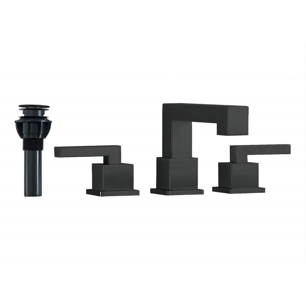 Widespread Bathroom Faucet, Waterfall Bathroom Faucets for Sink 3 Hole, 2-Handles with Pop Up Drain Assembly and Lead-Free