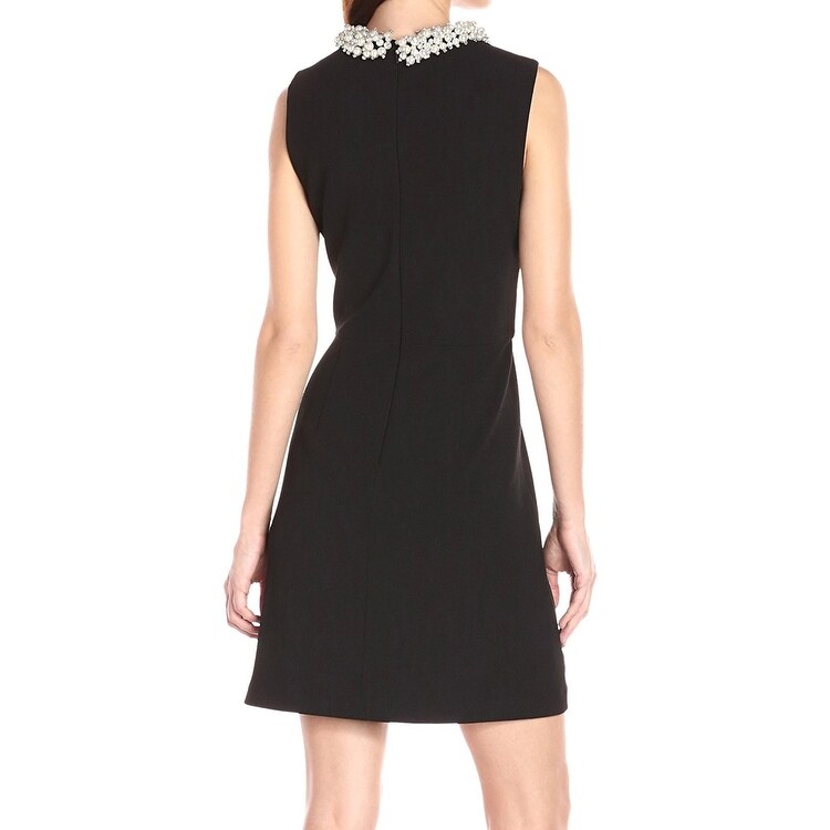 betsey johnson black dress with pearl collar