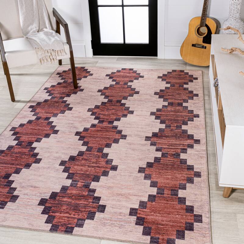 JONATHAN Y Siksak Bohemian Medallion Textured Weave Machine Washable Area Rug