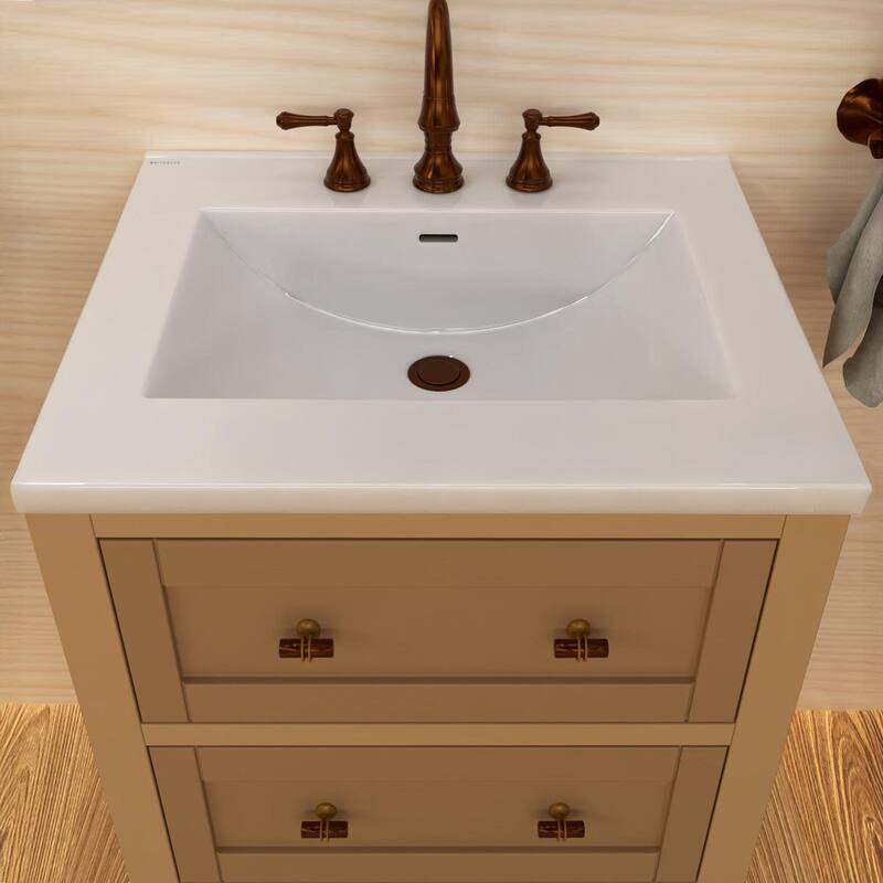Whitehaus WHCS2522-3H 25" Rectangular Vitreous China Drop In Bathroom