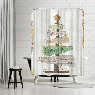 Americanflat 71" x 74" Shower Curtain, Golden Christmas Tree by PI Creative Art