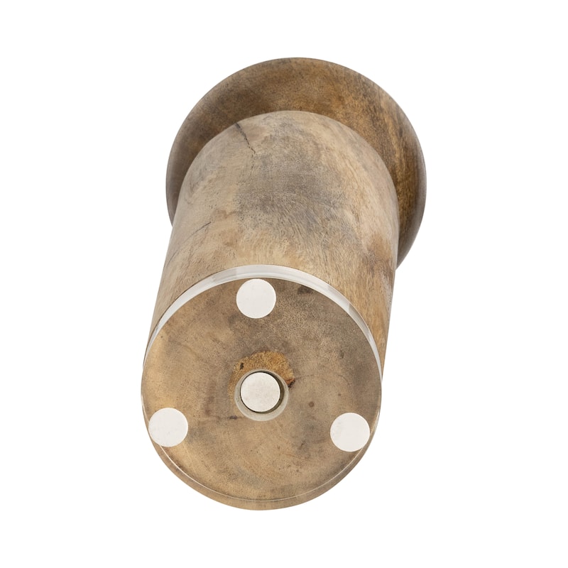 Wood Taper Candle Holder Acrylic Detail - Brown